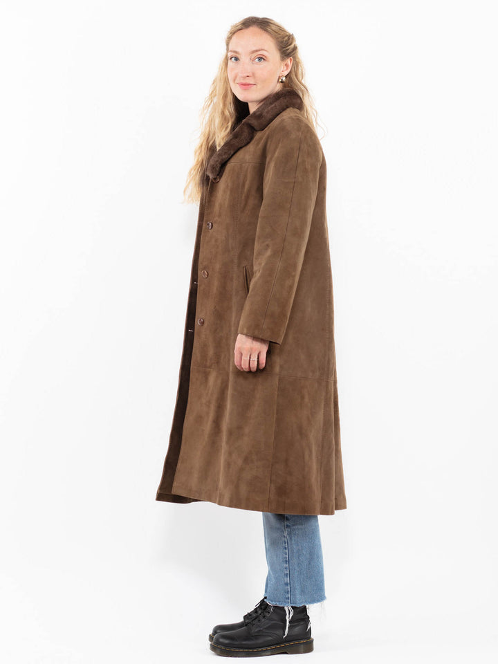 Vintage 70's Women Suede Coat in BrownA0244