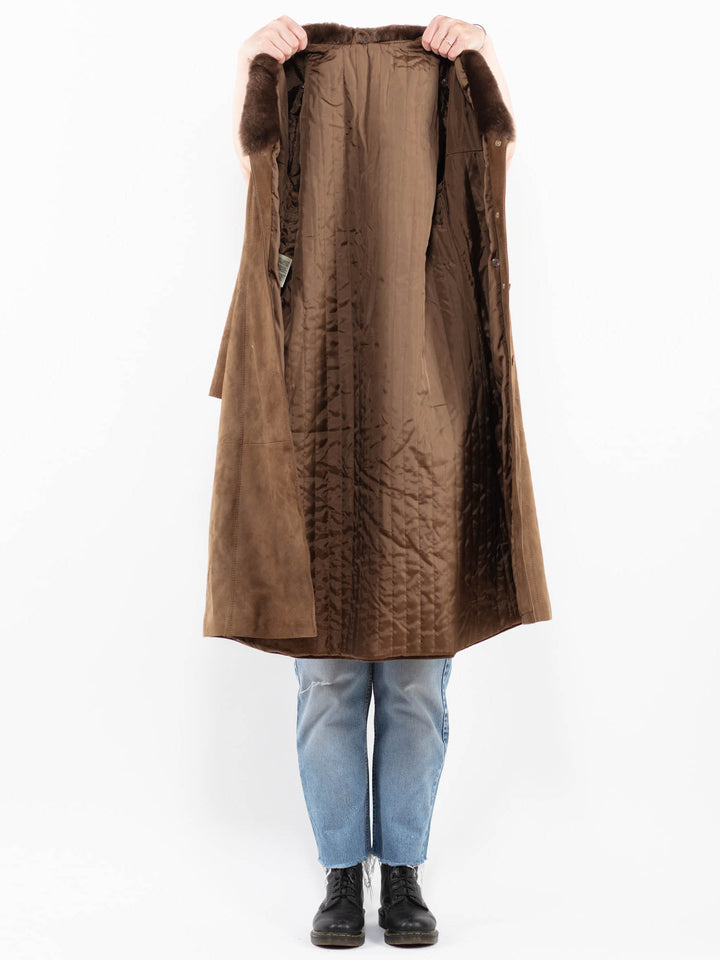 Vintage 70's Women Suede Coat in BrownA0244