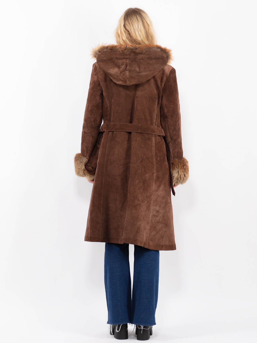 Vintage 80's Women Suede Coat in BrownA0420
