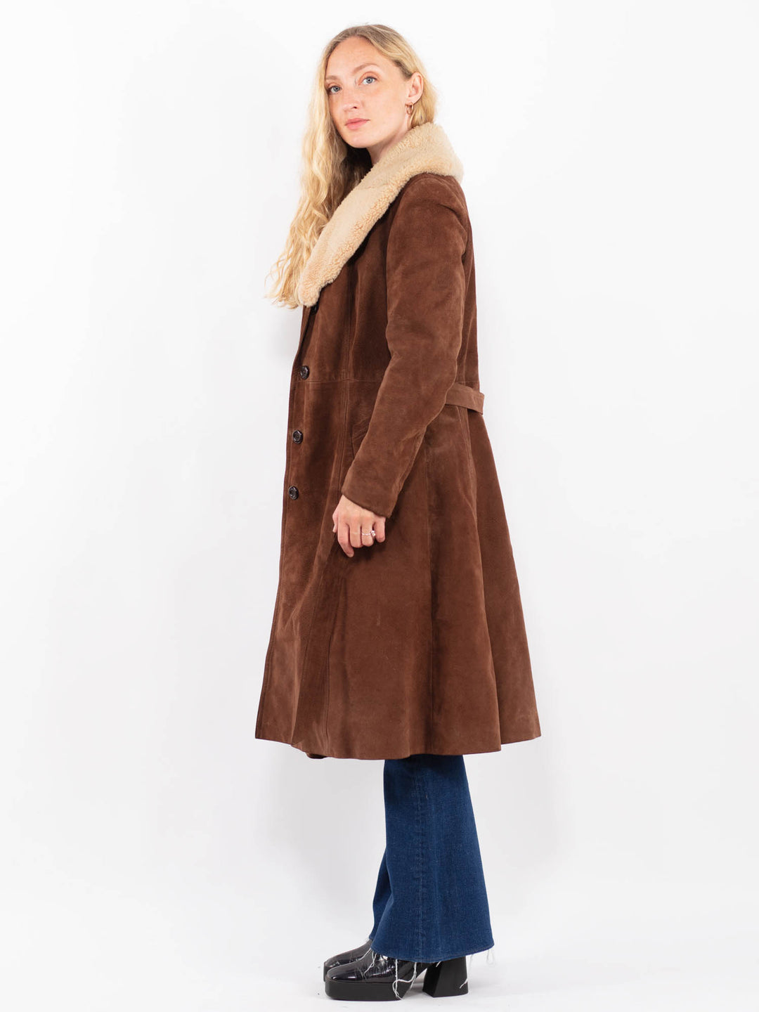 Vintage 70's Women Suede Coat in BrownA0421