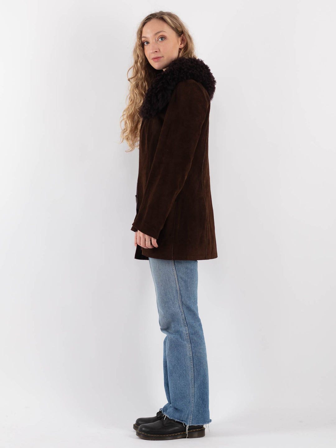Vintage 70's Women Suede Jacket in Brown