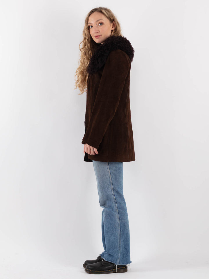 Vintage 70's Women Suede Jacket in Brown
