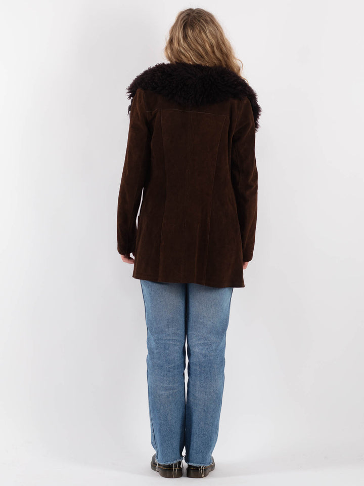 Vintage 70's Women Suede Jacket in Brown