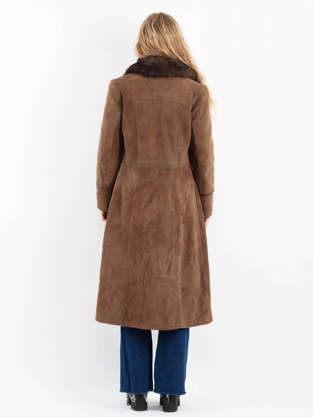 Vintage 70's Women Suede Sherpa Coat in BrownV9848