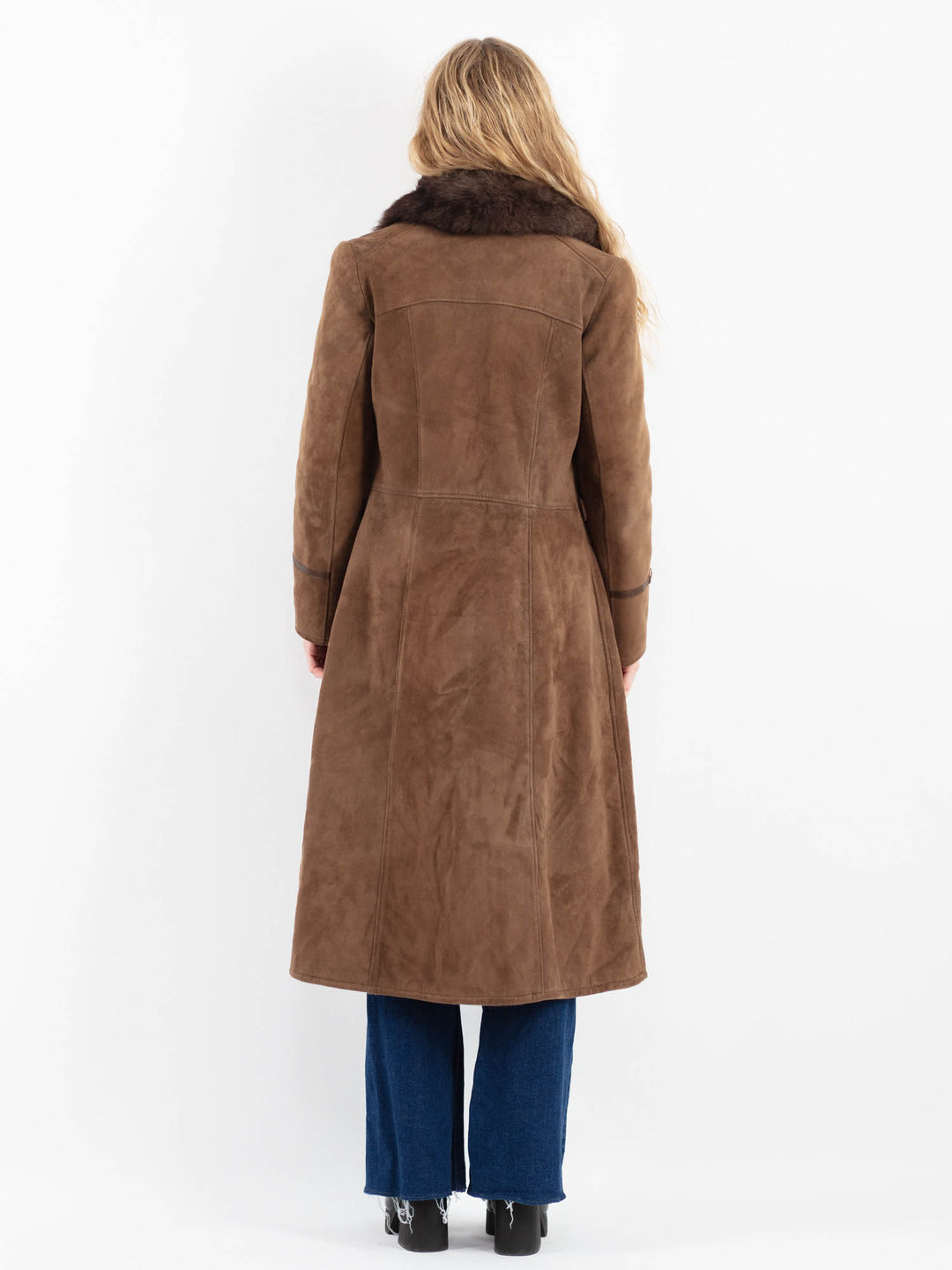 Vintage 70's Women Suede Sherpa Coat in BrownV9848