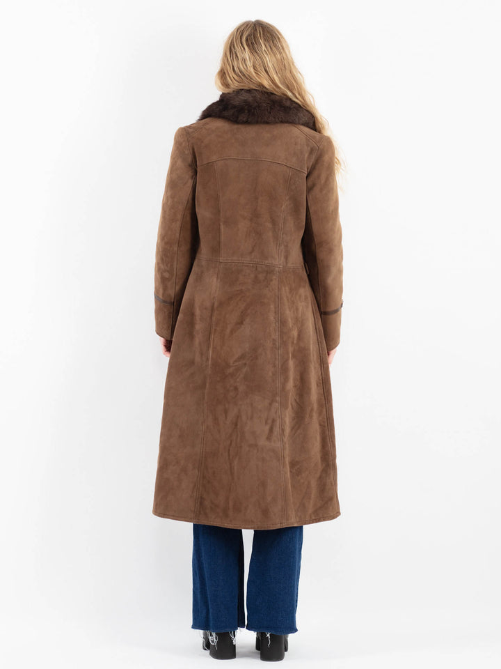 Vintage 70's Women Suede Sherpa Coat in BrownV9848