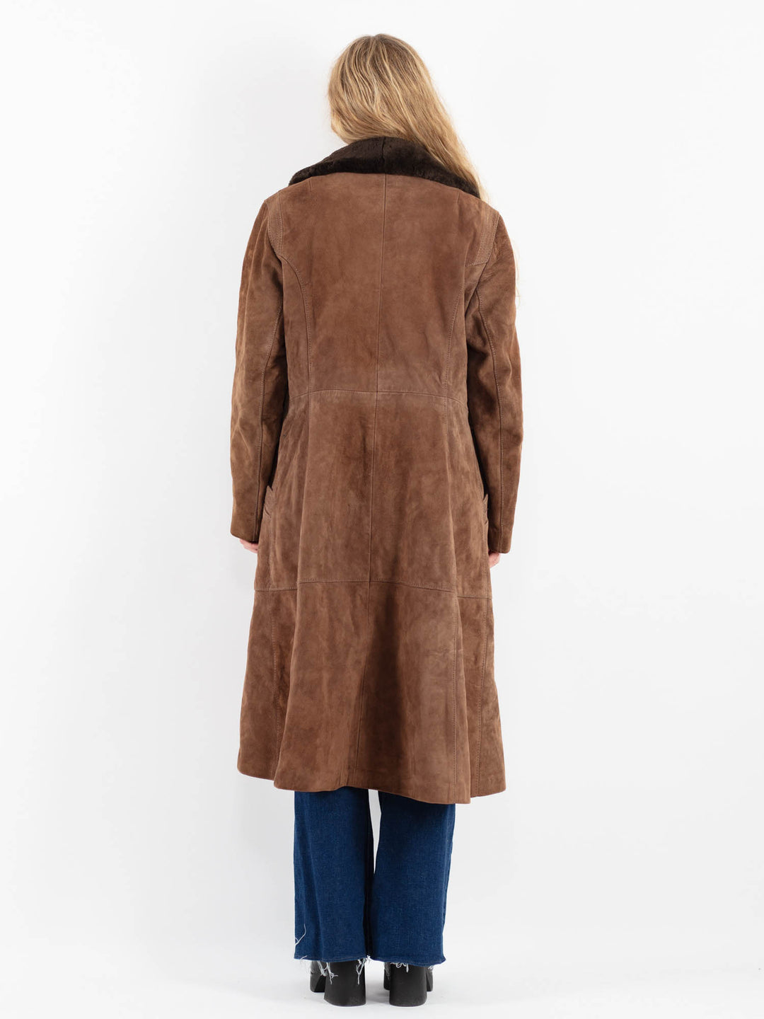 Vintage 70's Women Suede Sherpa Coat in BrownV9887