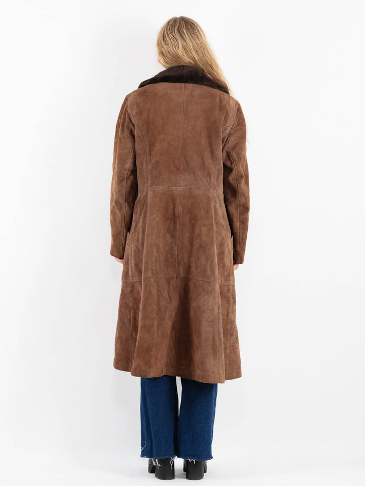 Vintage 70's Women Suede Sherpa Coat in BrownV9887
