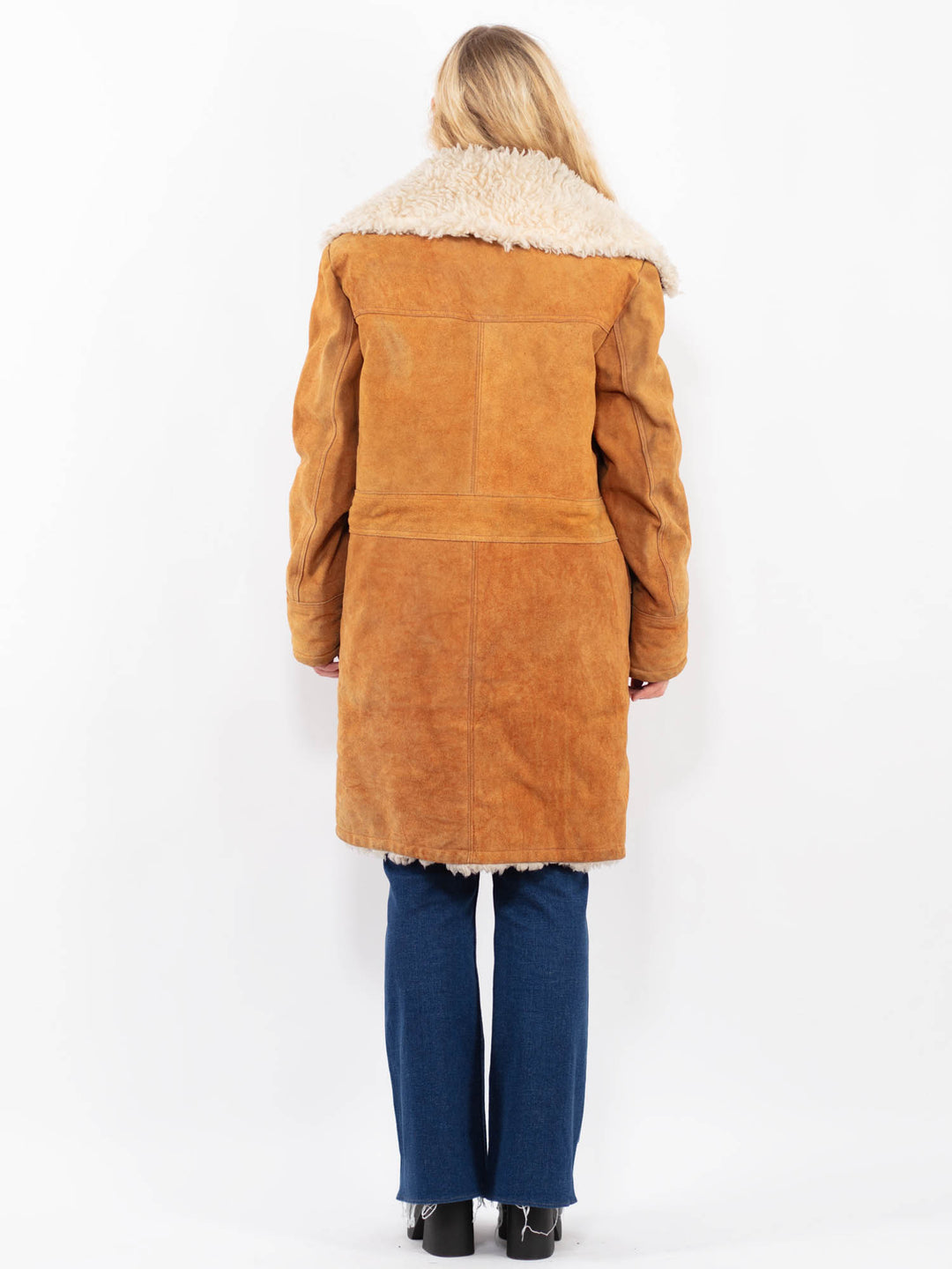 Vintage 70's Women Suede Sherpa Coat in BrownA0454