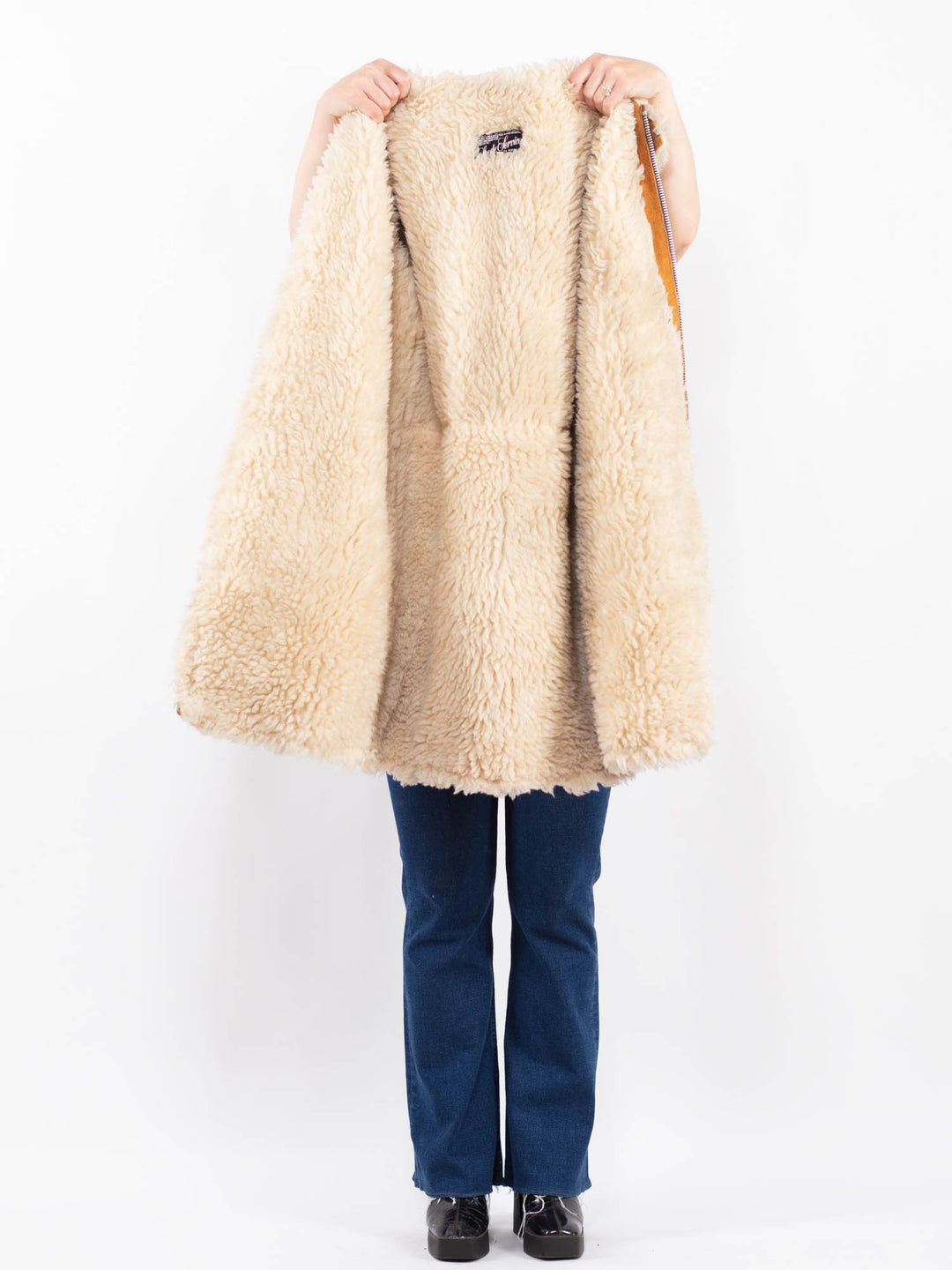 Vintage 70's Women Suede Sherpa Coat in BrownA0454