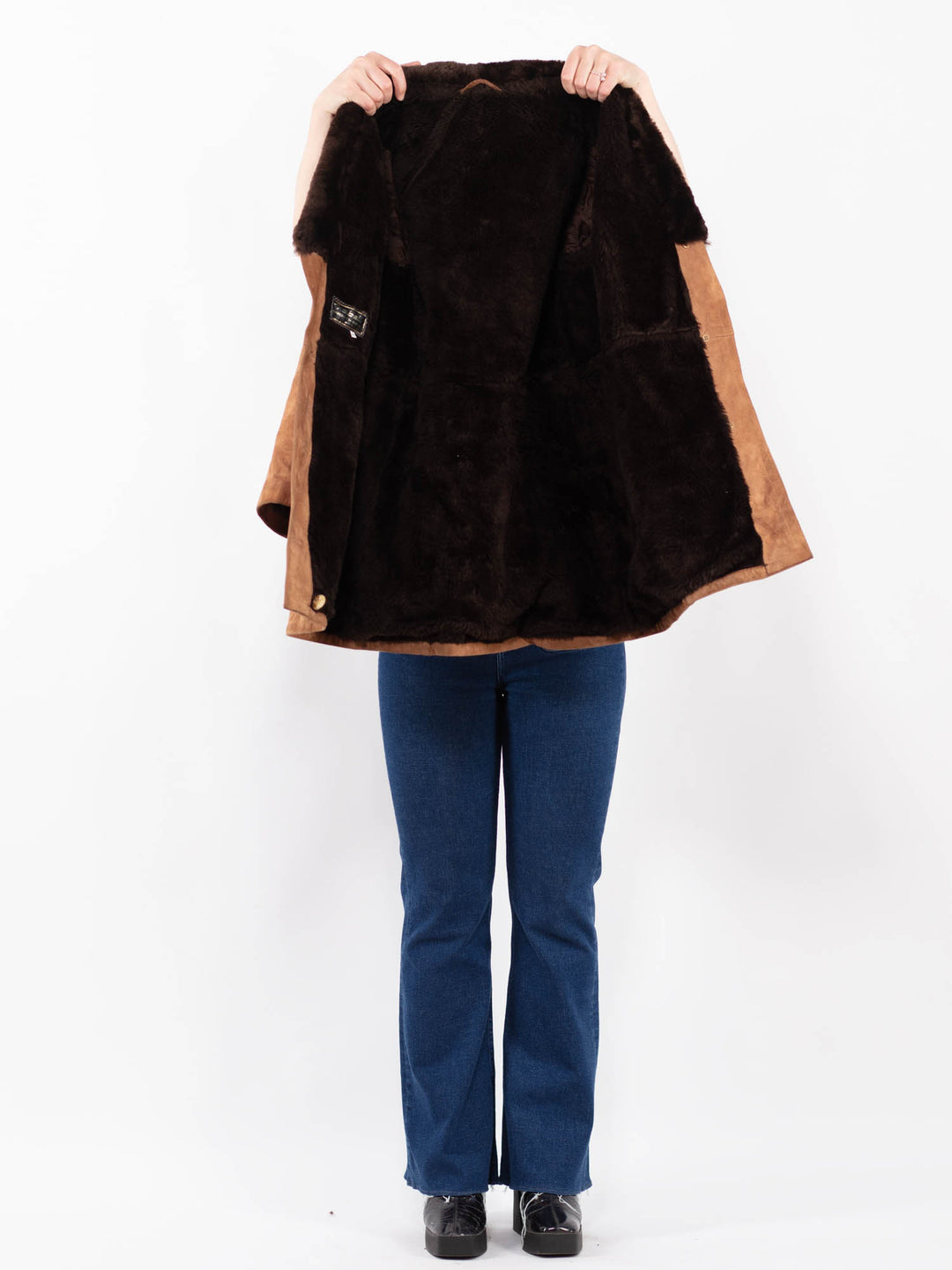 Vintage 70's Women Suede Sherpa Coat in BrownA0457