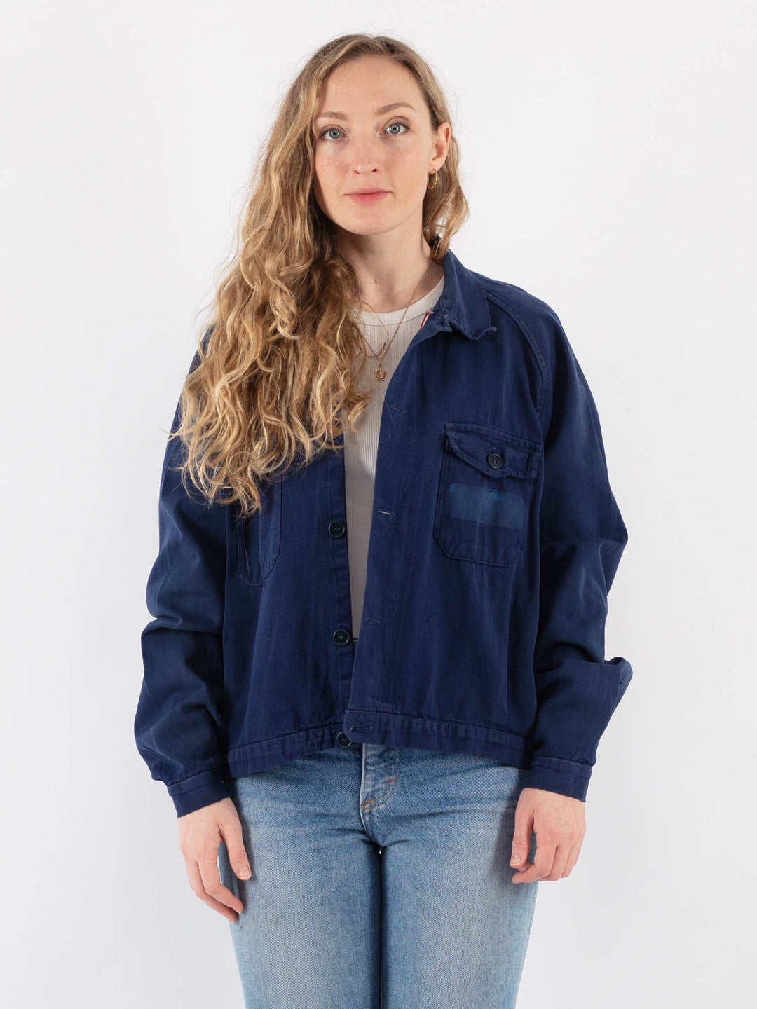 Vintage 70's Women Work Jacket in Blue