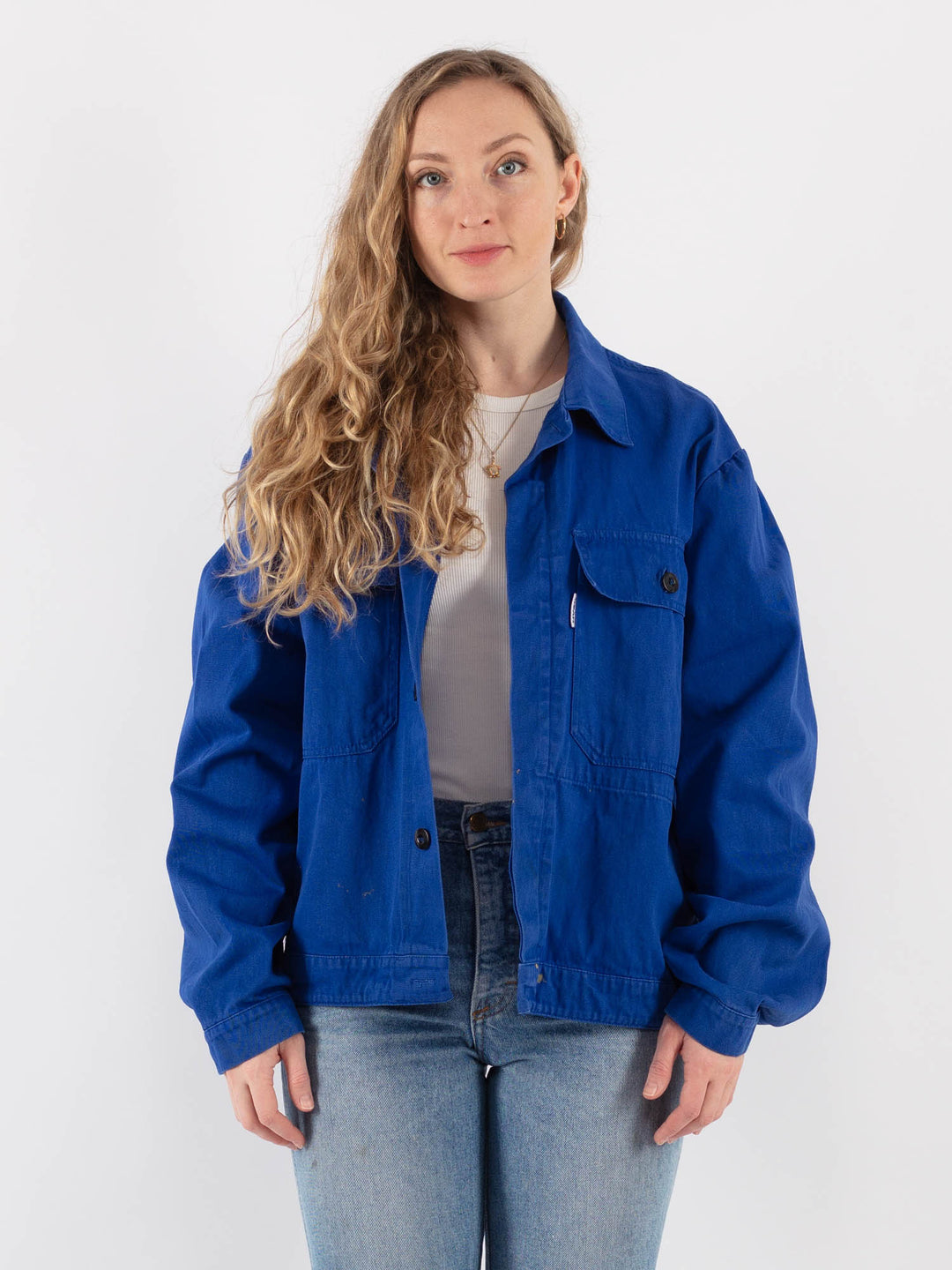 Vintage 70's Women Work Jacket in Blue