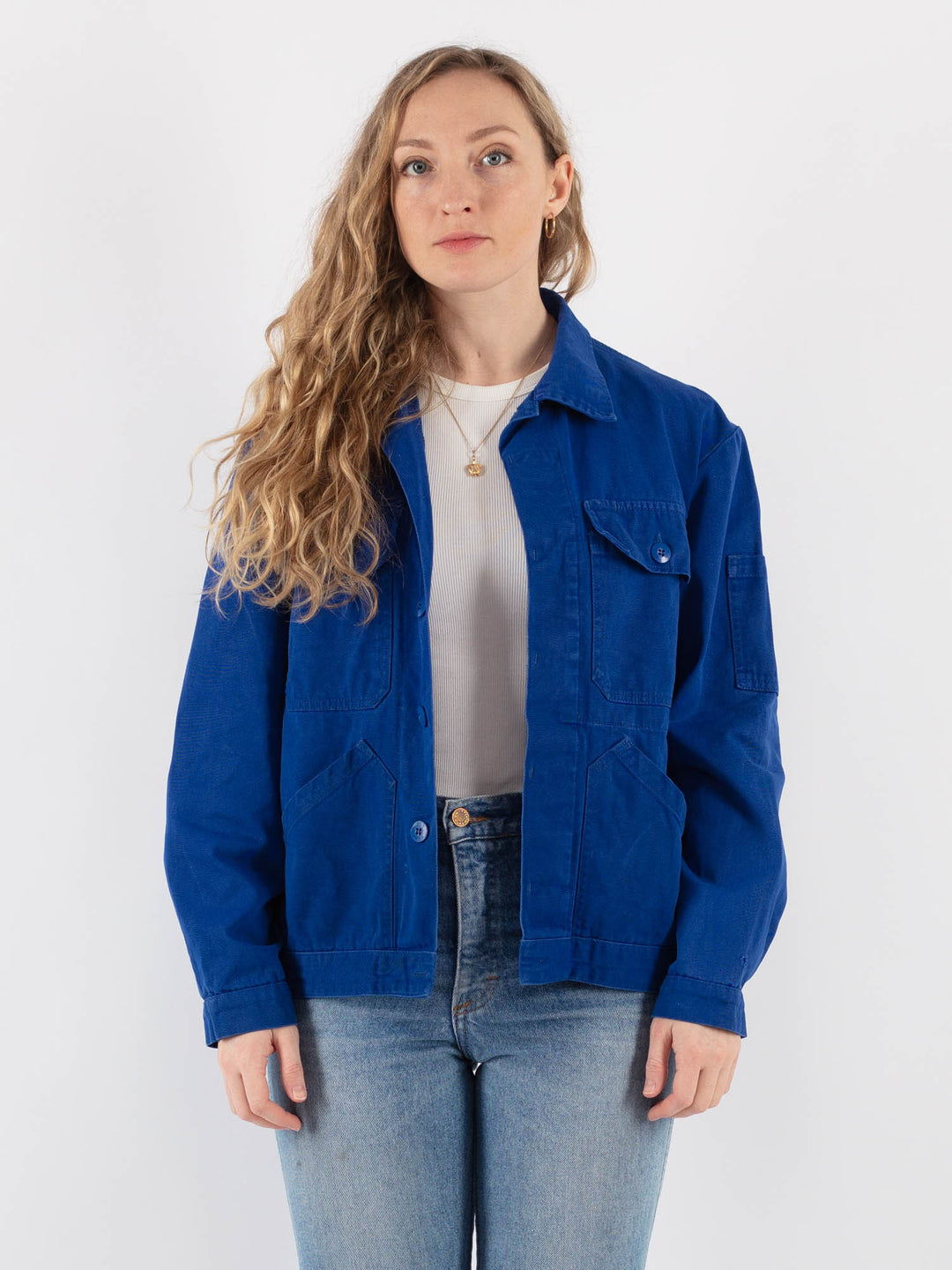 Vintage 70's Women Work Jacket in Blue