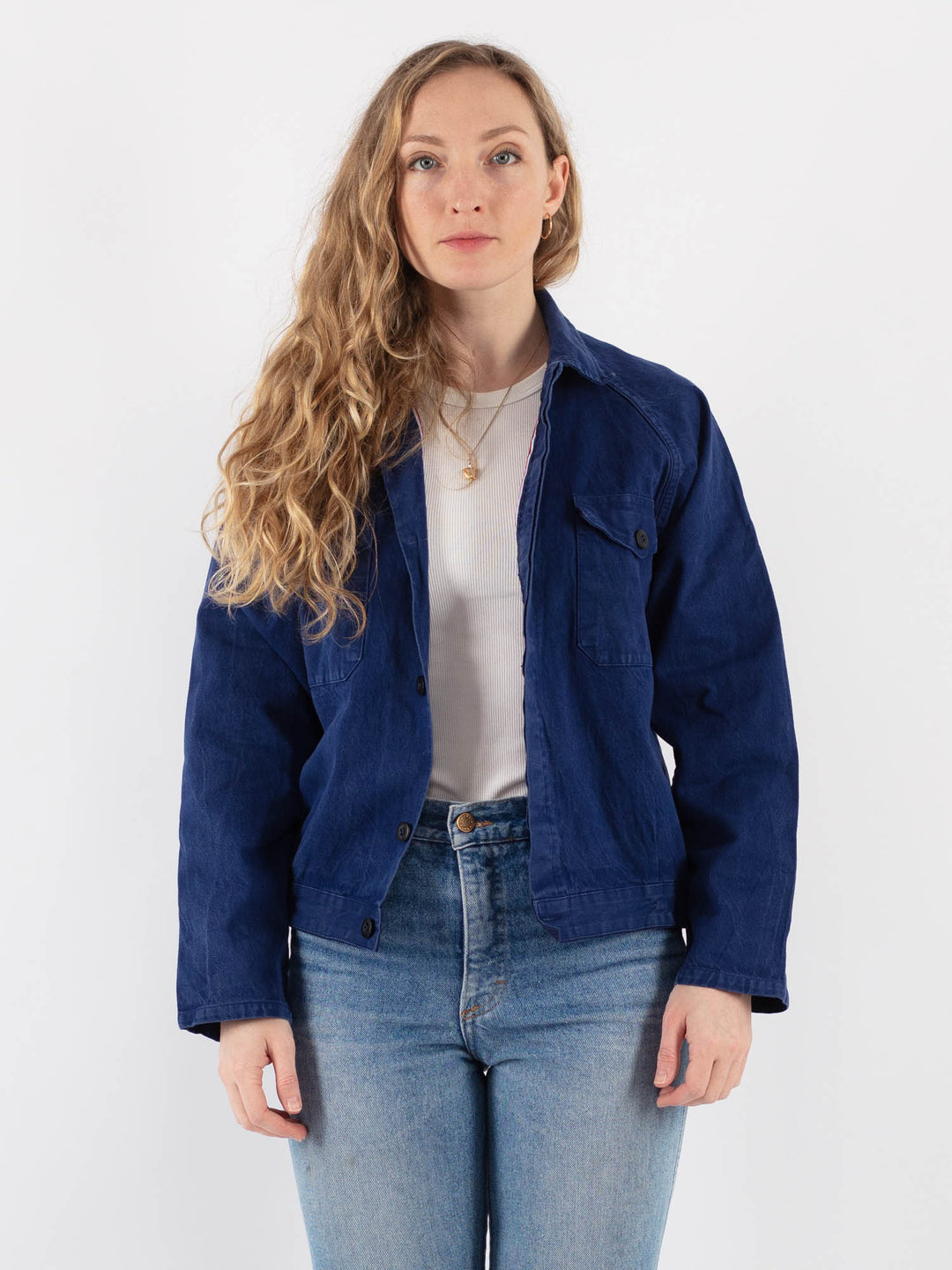 Vintage 70's Women Work Jacket in Blue