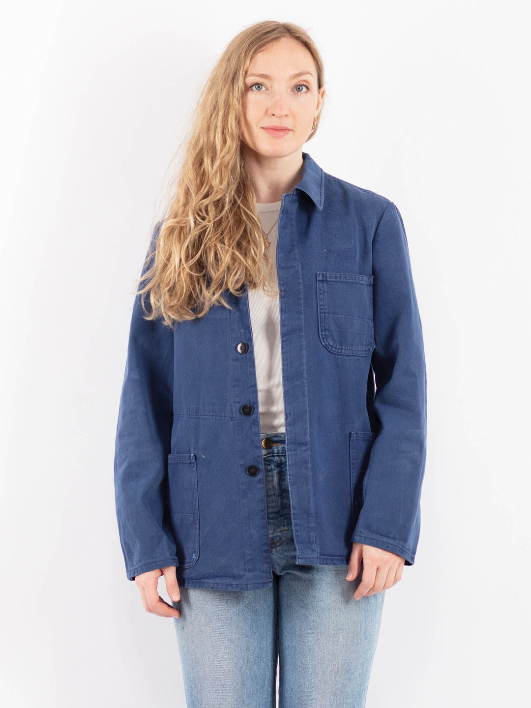 Vintage 70's Women Cotton Jacket in BlueV9516