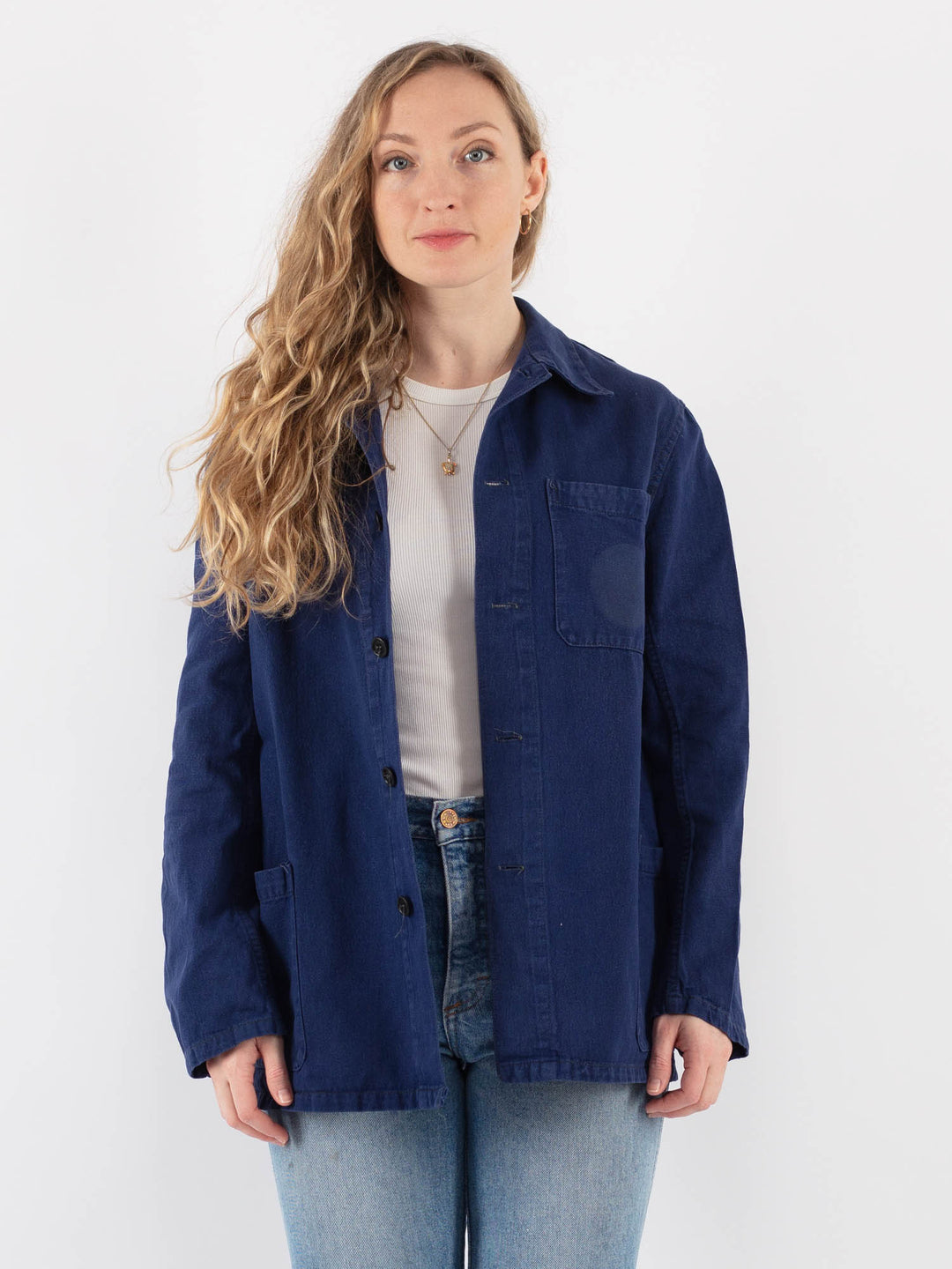 Vintage 70's Women Work Jacket in Blue