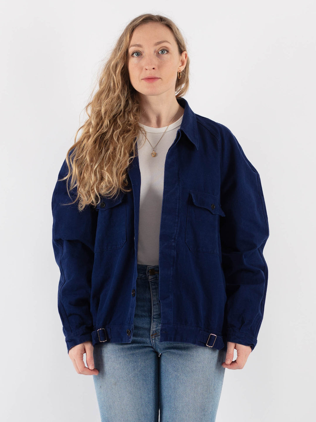 Vintage 70's Women Work Jacket in Blue