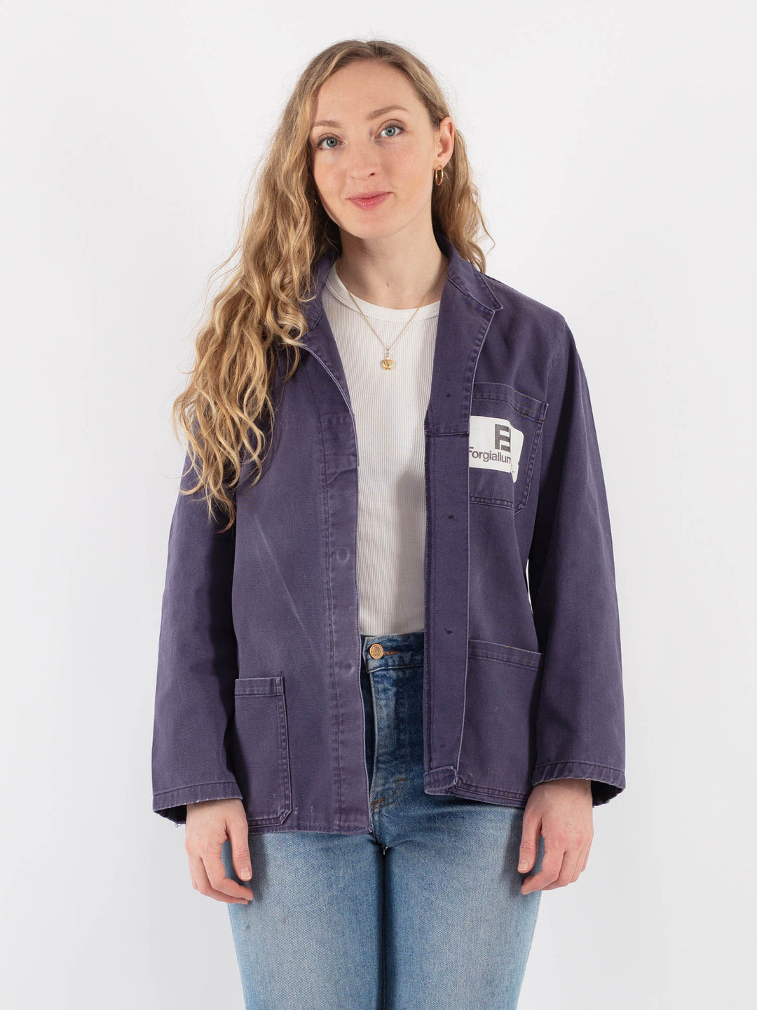 Vintage 70's Women Work Jacket in BlueV9386