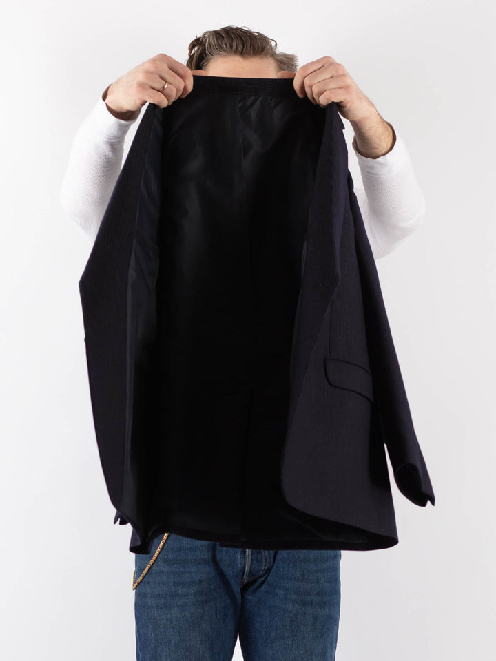 Vintage 80's Men Wool Blazer Jacket in BlueZ1193