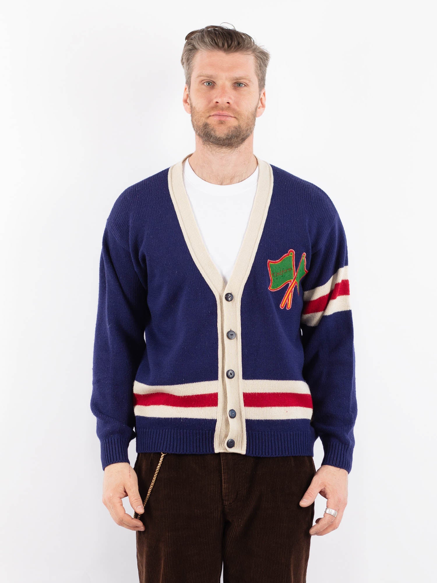 Online Vintage Store | Vintage 80's Men Cardigan in Blue