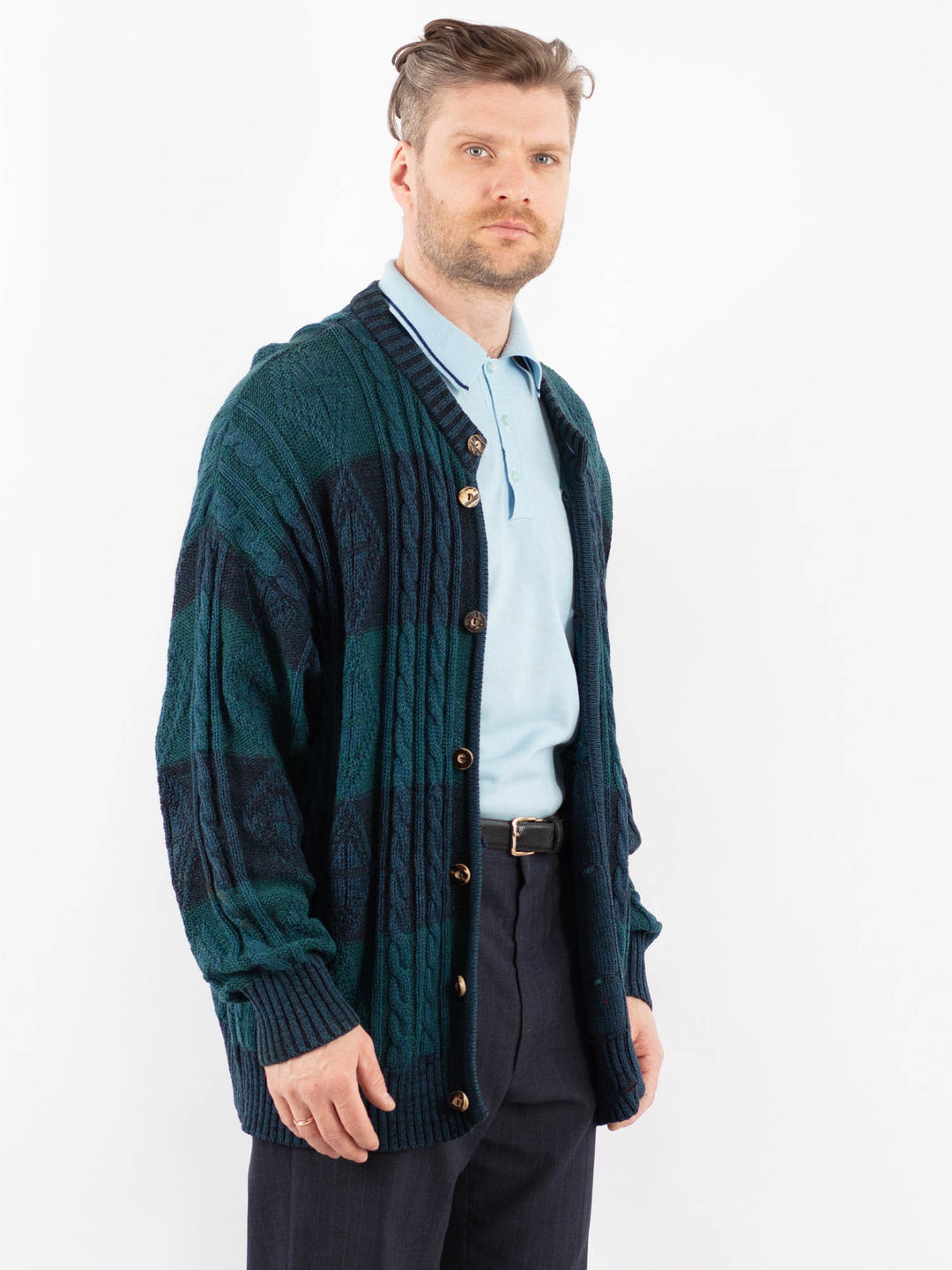 Vintage 80's Men Cardigan in BlueZ1389