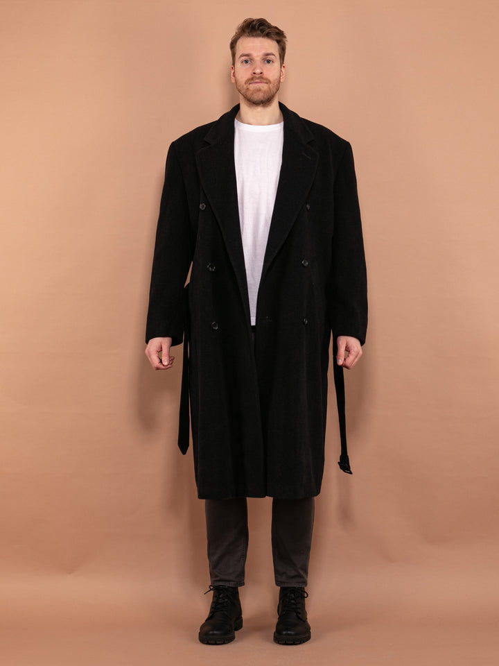 Vintage 80's Men Cashmere and Wool Blend Coat in Dark Gray - NorthernGrip
