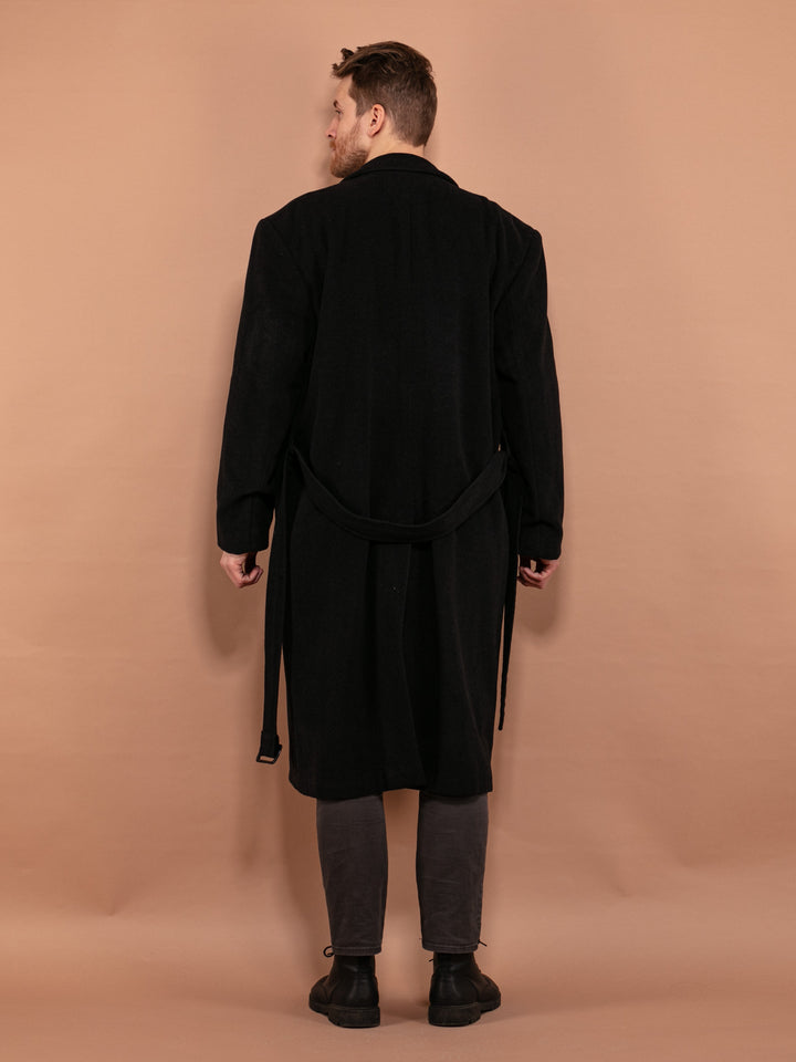 Vintage 80's Men Cashmere and Wool Blend Coat in Dark Gray - NorthernGrip