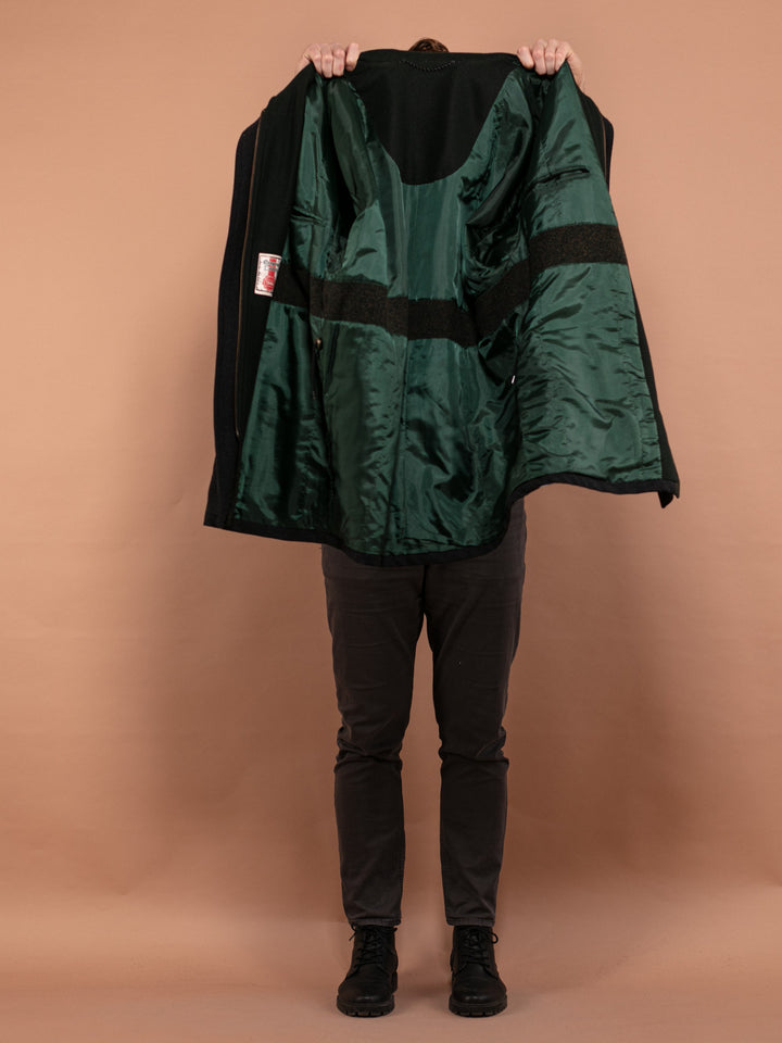 Vintage 80's Men Loden Wool Blend Coat in Dark Gray - NorthernGrip