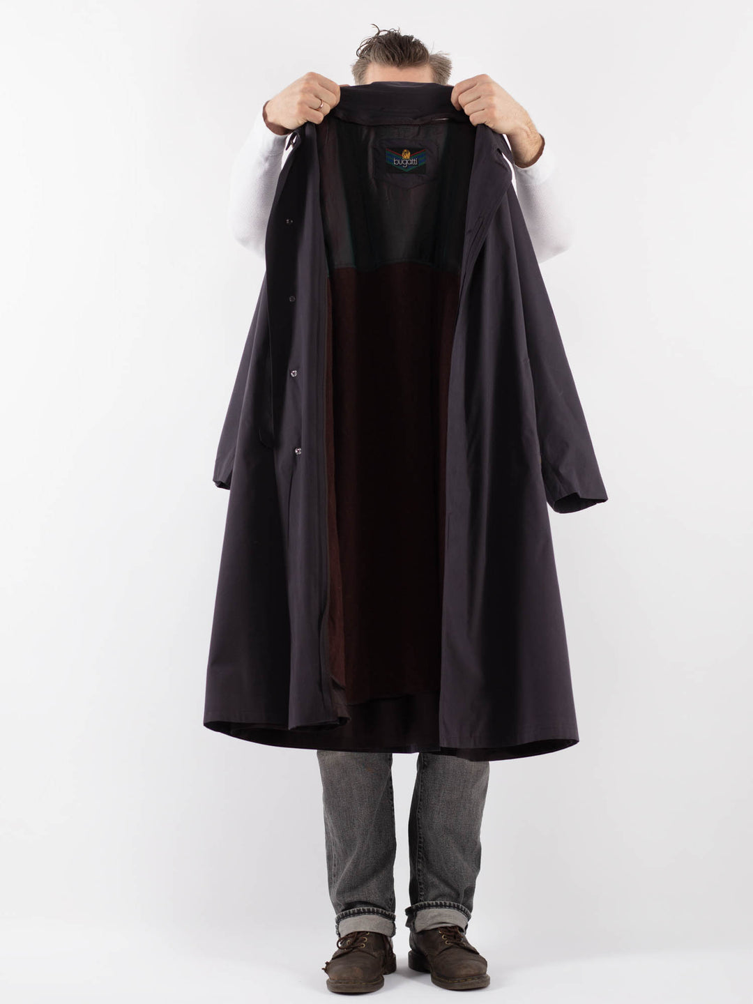 Vintage 80's Men Mac Coat in BlueZ1094