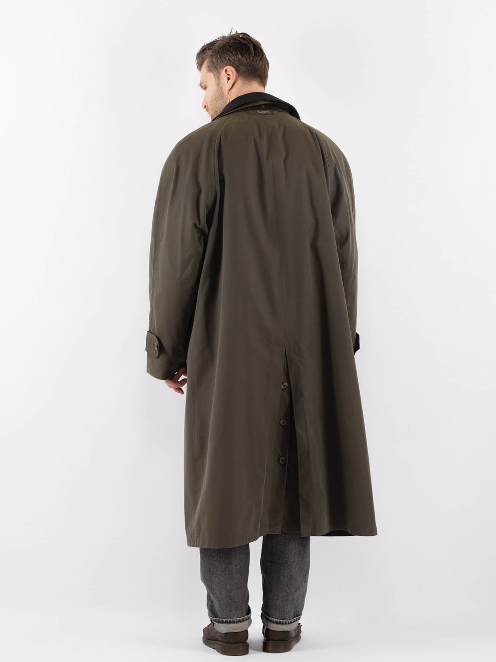 Vintage 80's Men Mac Coat in GreenZ1096