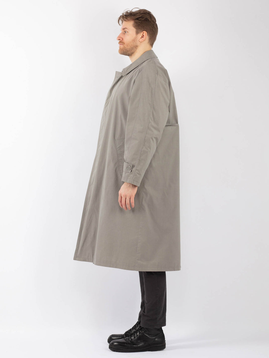 Vintage 80's Men Mac Coat in GrayZ1246