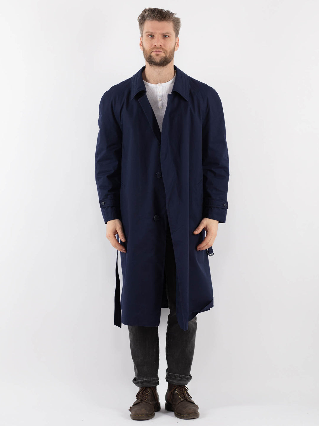 Vintage 80's Men Trench Coat in BlueZ941
