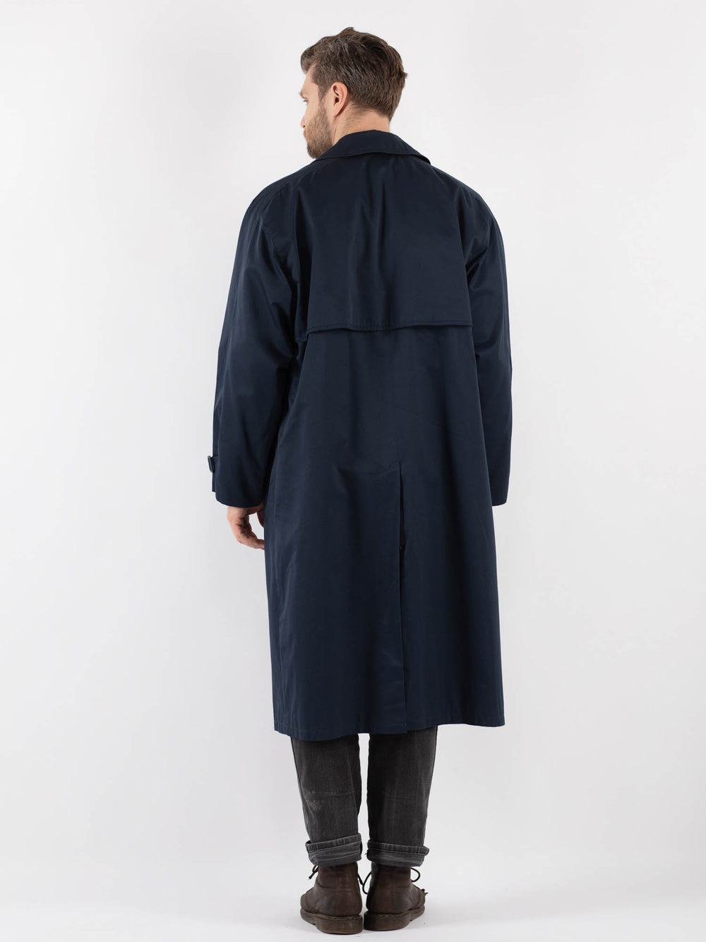 Vintage 80's Men Trench Coat in Blue