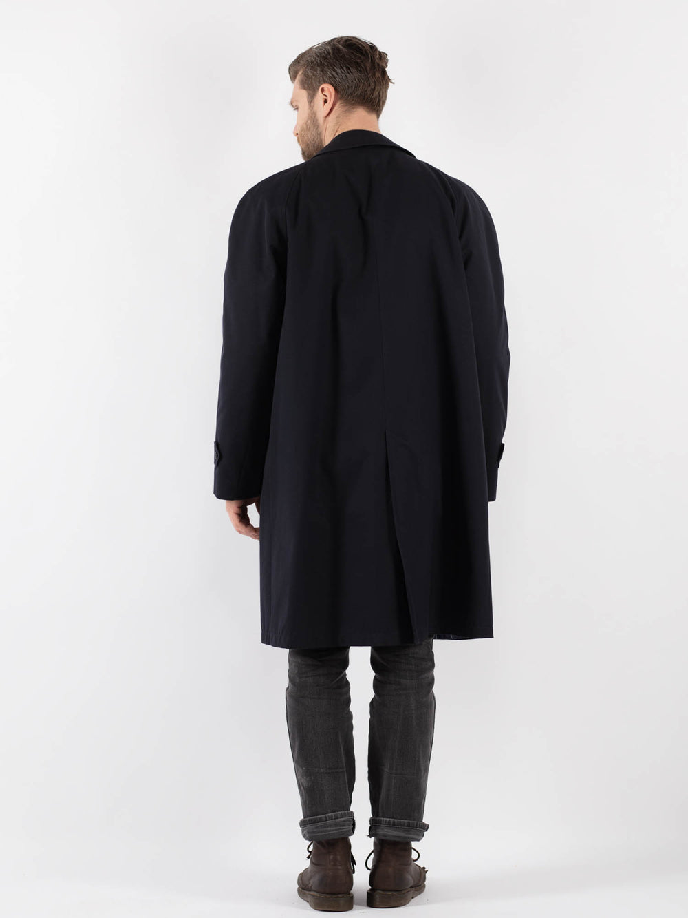 Vintage 80's Men Trench Coat in Blue