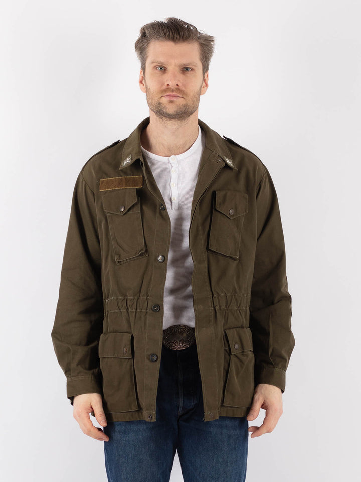 Vintage 80's Men Italian Military Jacket in Green