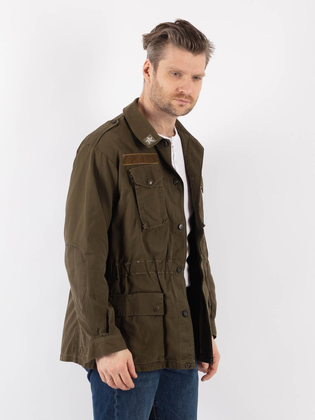 Vintage 80's Men Italian Military Jacket in Green