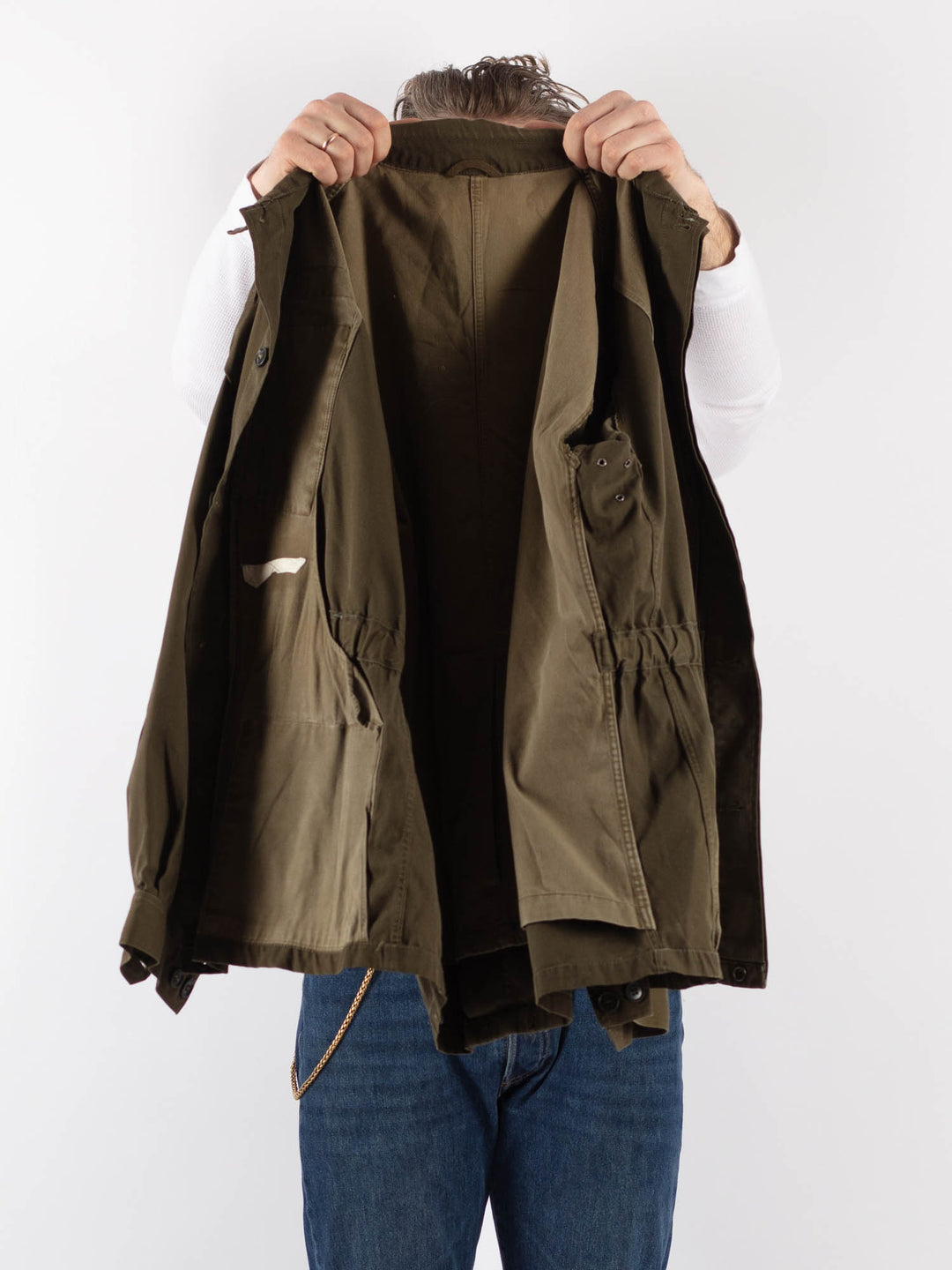 Vintage 80's Men Italian Military Jacket in Green