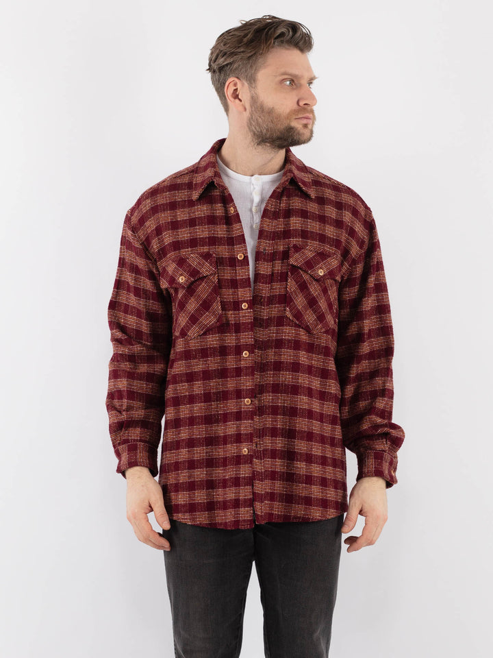 Vintage 80's Plaid Flannel Men Shirt