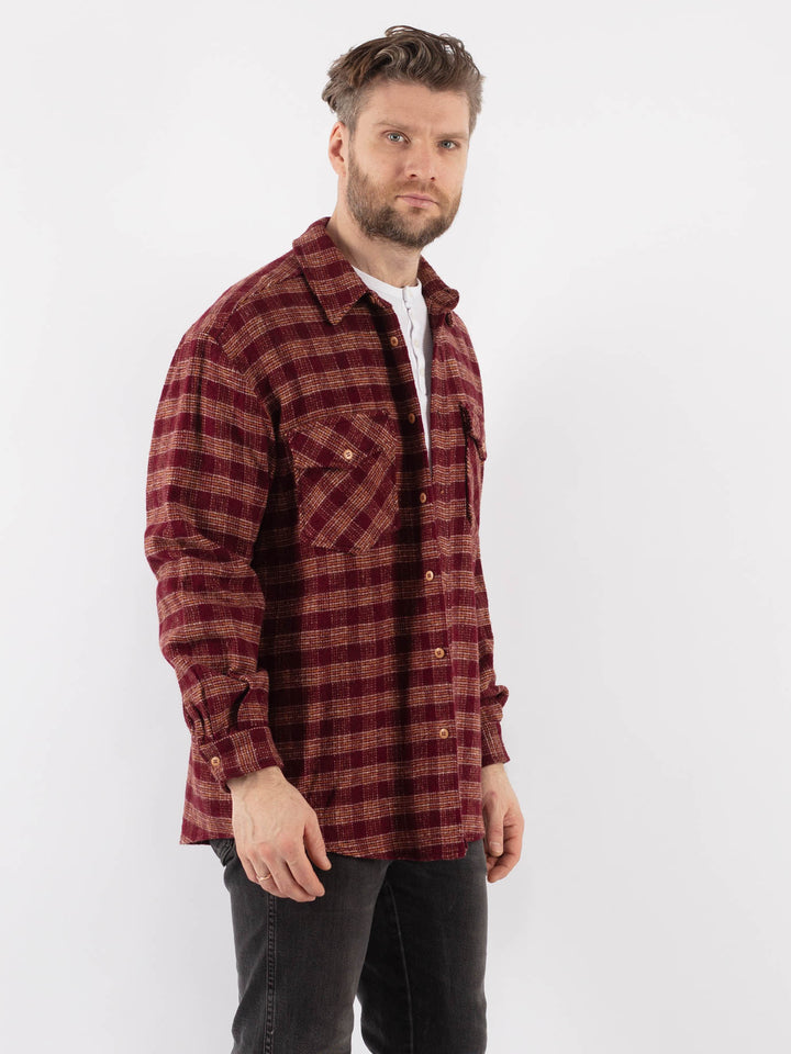 Vintage 80's Plaid Flannel Men Shirt
