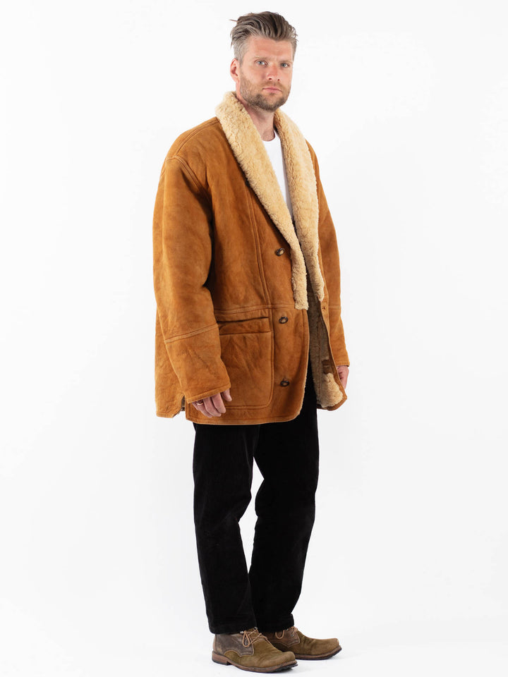 Vintage 80's Men Sheepskin Coat in BrownZ1812