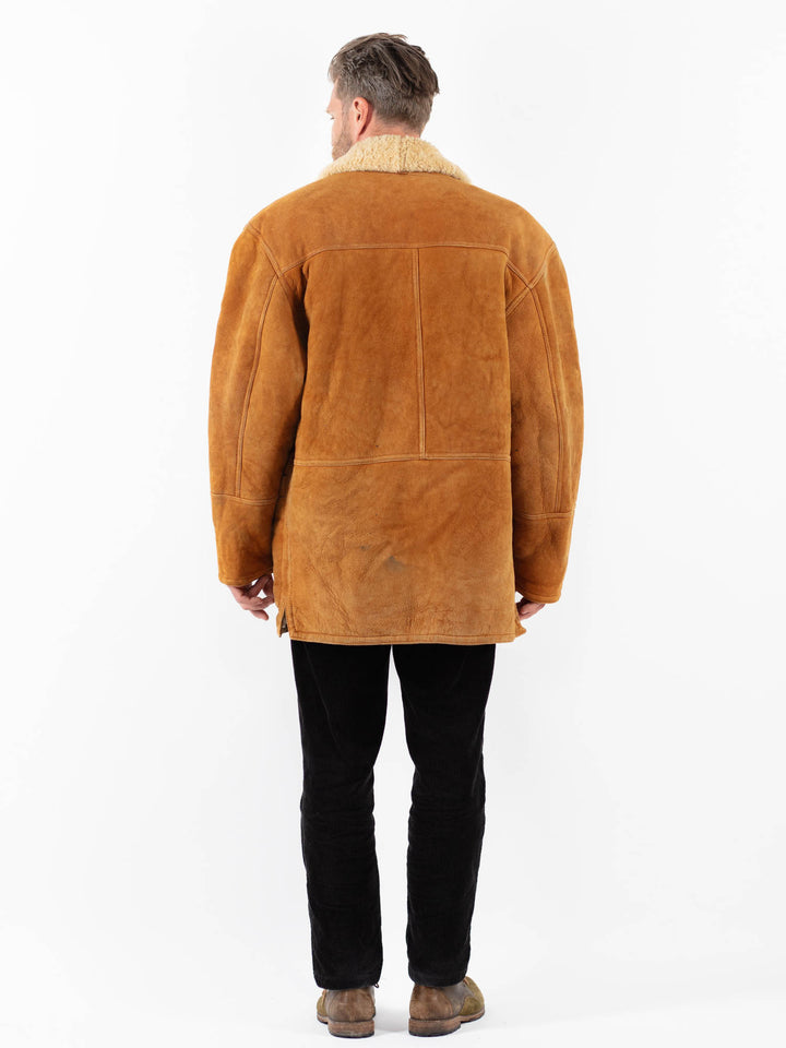 Vintage 80's Men Sheepskin Coat in BrownZ1812
