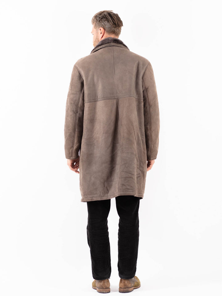 Vintage 80's Men Sheepskin Coat in GrayZ1813