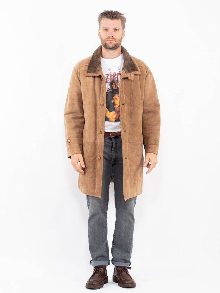 Vintage 80's Men Sheepskin Coat in BeigeZ2270