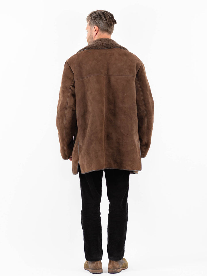 Vintage 80's Men Sheepskin Coat in BrownZ1828