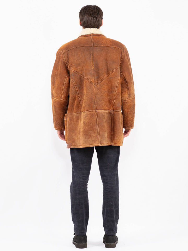 Vintage 80's Men Sheepskin Coat in BrownZ2374