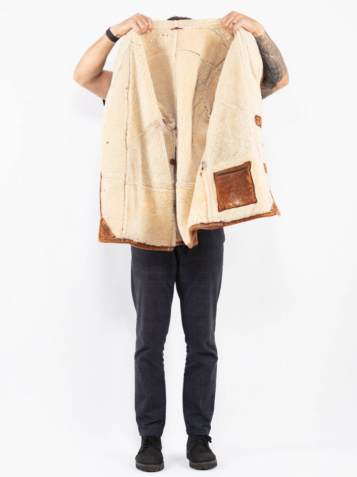 Vintage 80's Men Sheepskin Coat in BrownZ2374