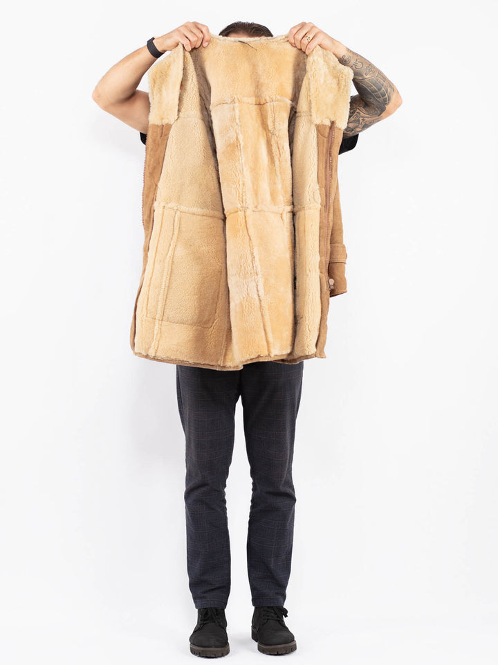 Vintage 80's Men Sheepskin Coat in BeigeZ2375
