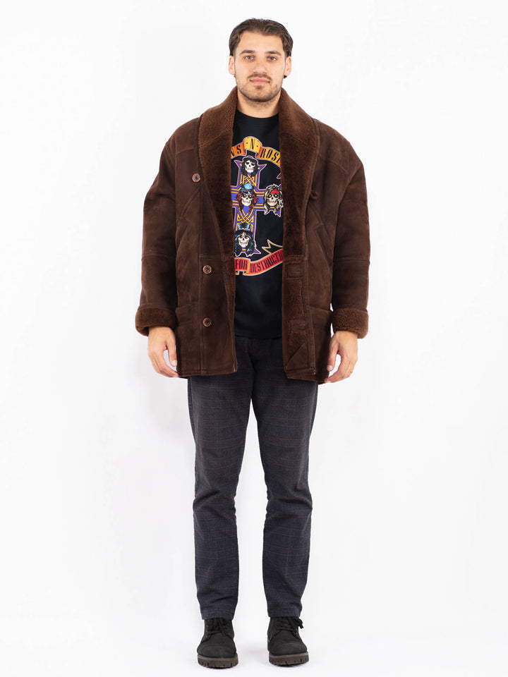 Vintage 80's Men Sheepskin Coat in BrownZ2382