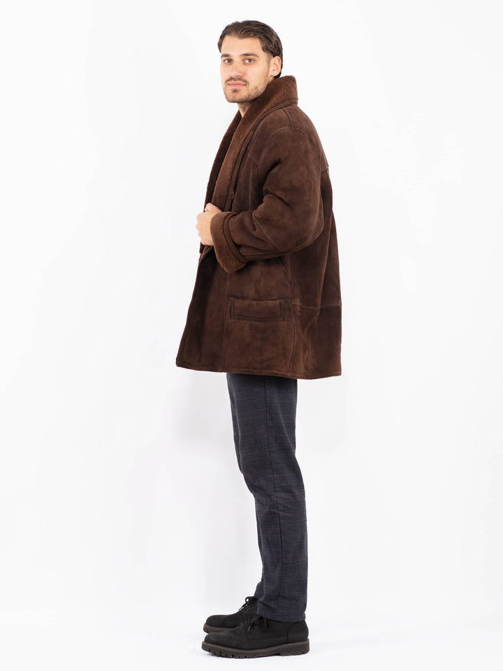 Vintage 80's Men Sheepskin Coat in BrownZ2382